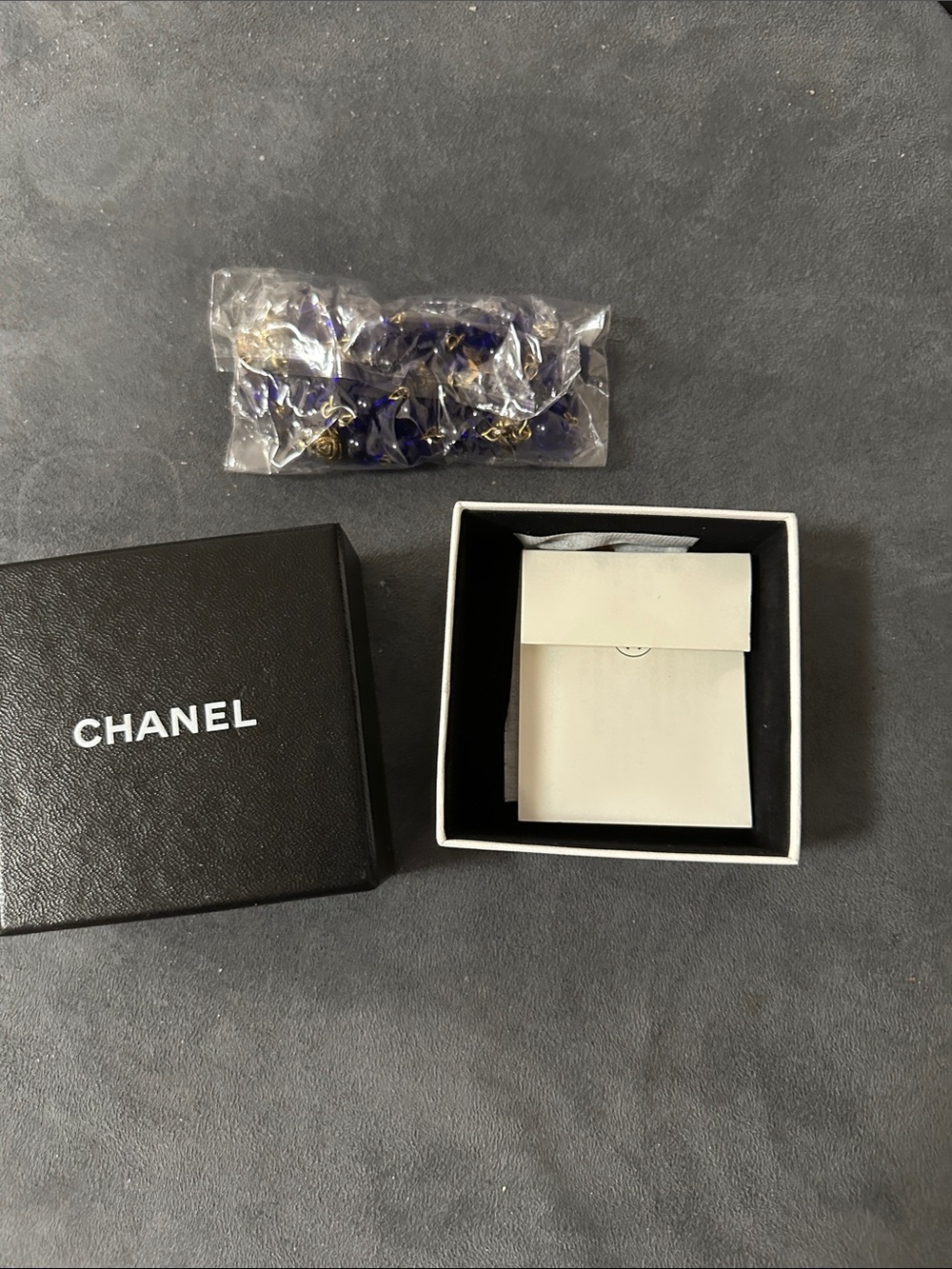 CHANEL Deep Blue Bead Necklace with Gold-Tone Accents - Picture 8 of 8